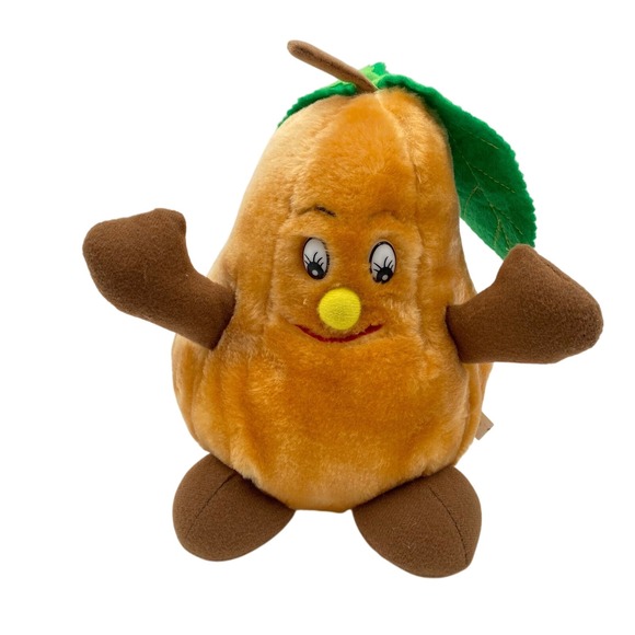 Goffa Pear Fruit 9" Plush Garden Friends Toy Stuffed Animal Face Soft Vintage - Picture 1 of 4